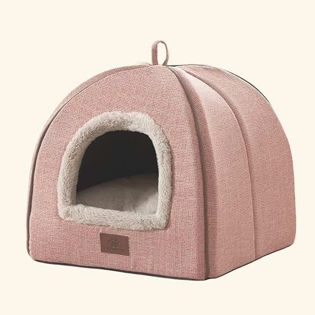 Indoor Cat Bed with Washable Cushion and Tent