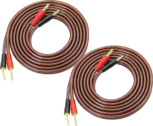 HiFi OFC Speaker Cable with Banana and Pin Plugs, 2M, 2pcs