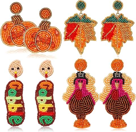 Set of 4 Christmas Dangle Earrings for Women