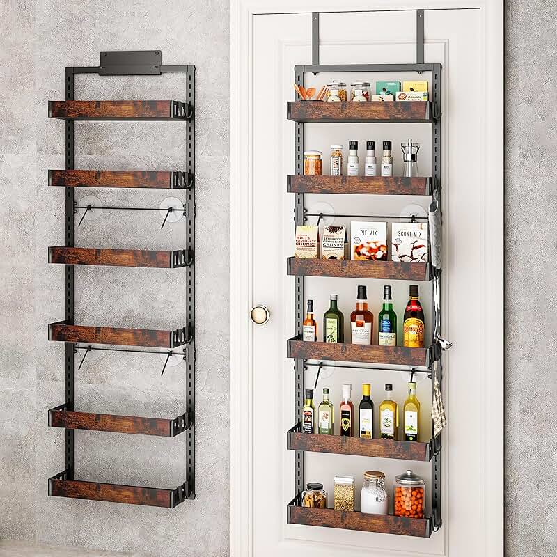 6-Tier Wooden Over-the-Door Pantry Organizer