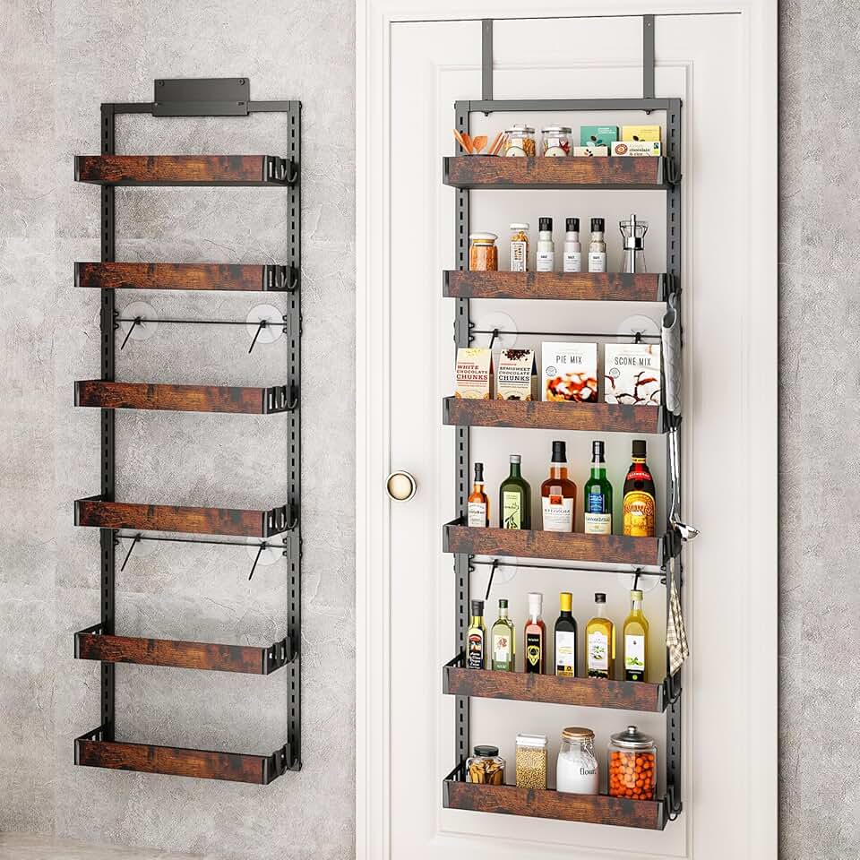 6-Tier Wooden Over-the-Door Pantry Organizer