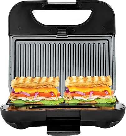 4-in-1 Sandwich and Waffle Maker with Nonstick Plates