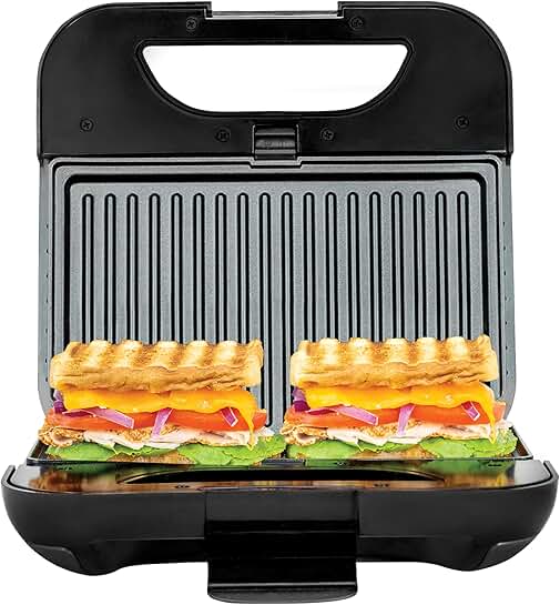 4-in-1 Sandwich and Waffle Maker with Nonstick Plates