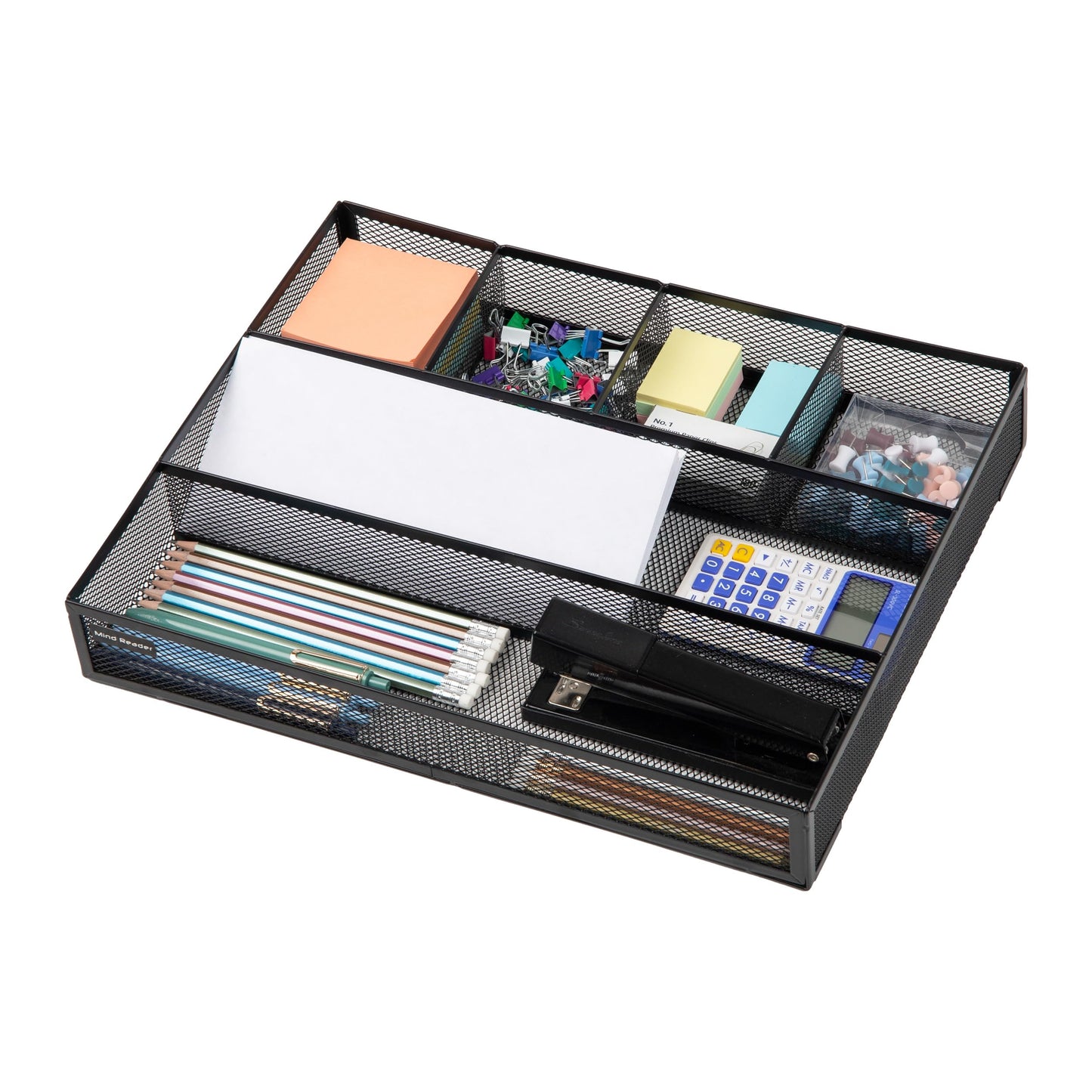 Set of 2 black metal mesh drawer organizers