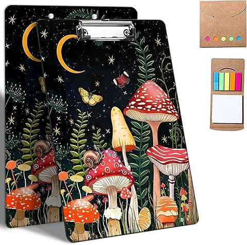 Decorative Butterfly and Mushroom Clipboard with Notes