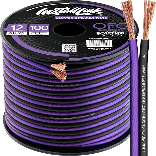 12 AWG OFC Speaker Wire Cable, 100 Feet