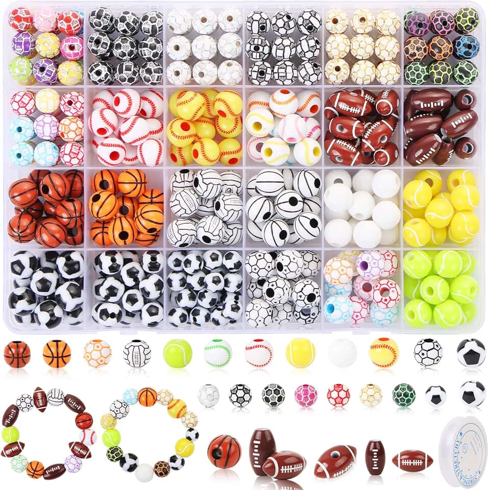400 Sports Beads for Jewelry Making and Crafts