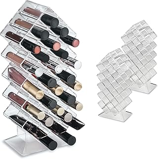Set of 2 clear acrylic lip gloss organizers with 28 slots