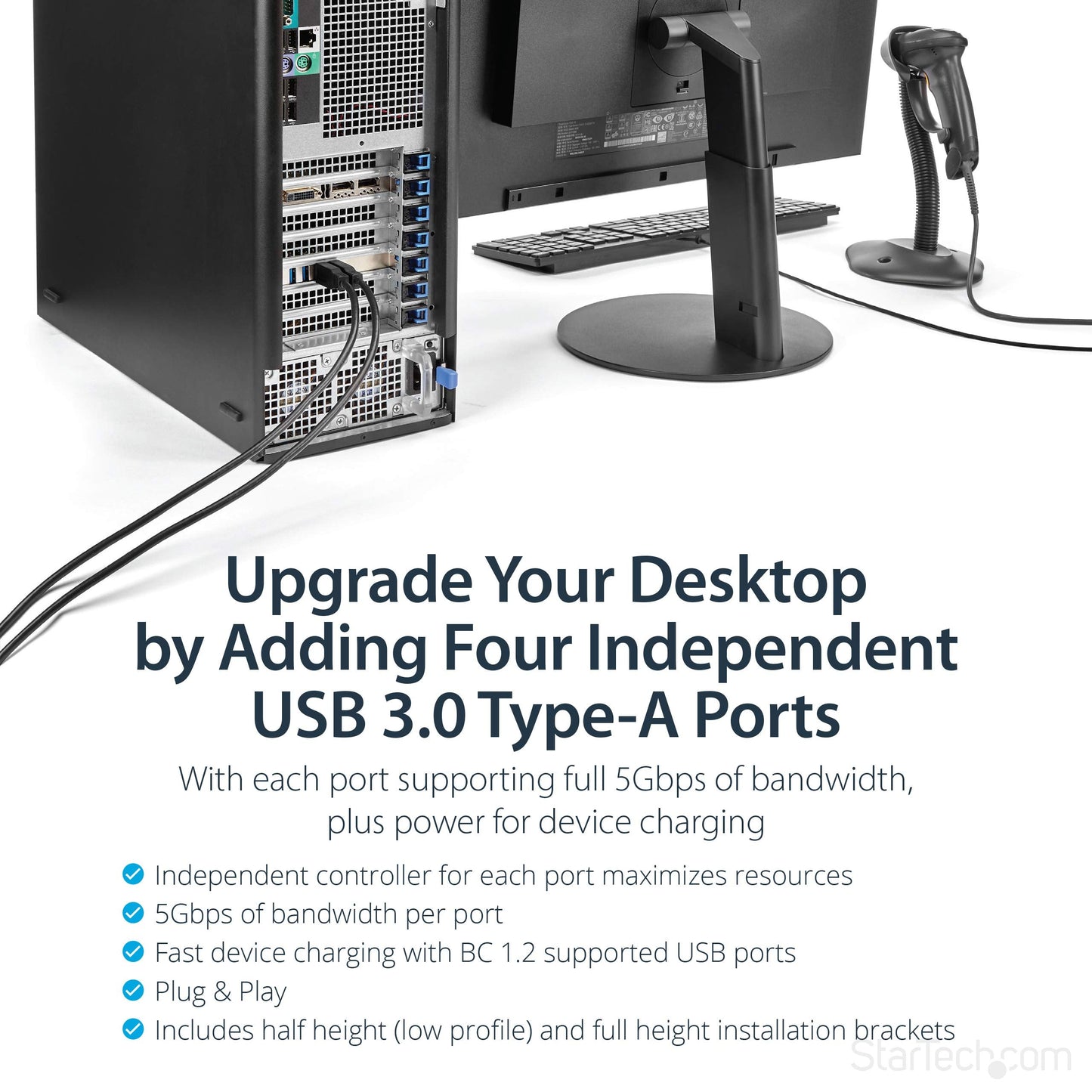 4 Port USB 3.0 PCIe Card w/ 4 Dedicated 5Gbps Channels (USB 3.1 Gen 1) - UASP - SATA / LP4 Power - PCI Express Adapter Card (PEXUSB3S44V)