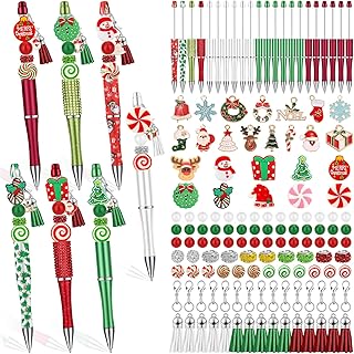 Christmas Beadable Pen Kit with Beads, Charms, and Tassels