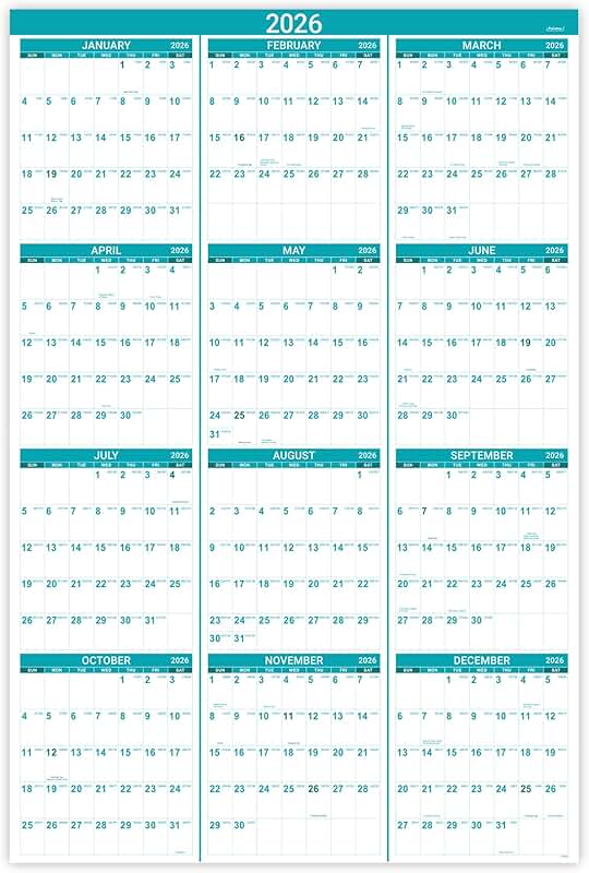 2026 Wall Calendar with Julian Dates and Thick Paper
