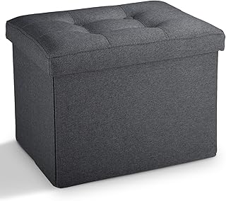 Small dark gray storage ottoman, 17x13x13 inches