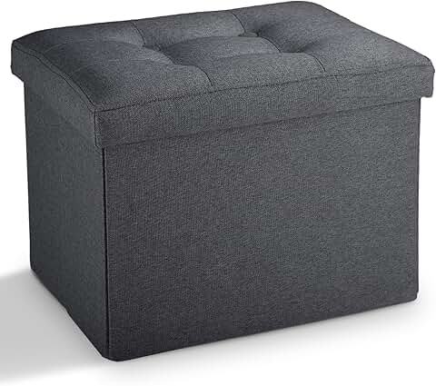 Small dark gray storage ottoman, 17x13x13 inches