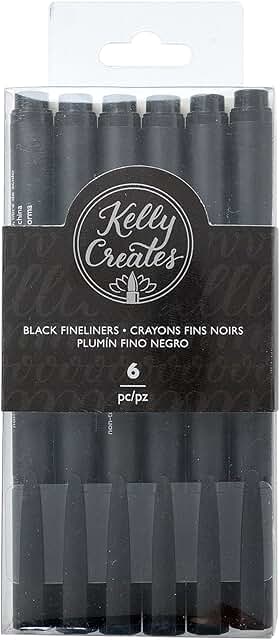Set of 6 black fineliner pens