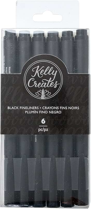 Set of 6 black fineliner pens