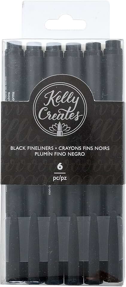 Set of 6 black fineliner pens