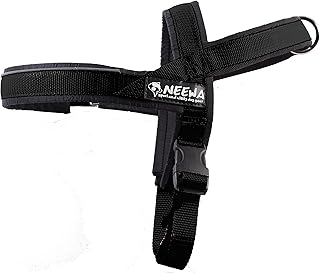 Small black padded dog harness with handle
