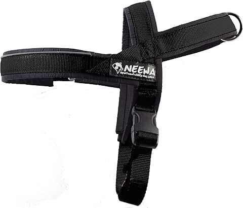 Small black padded dog harness with handle