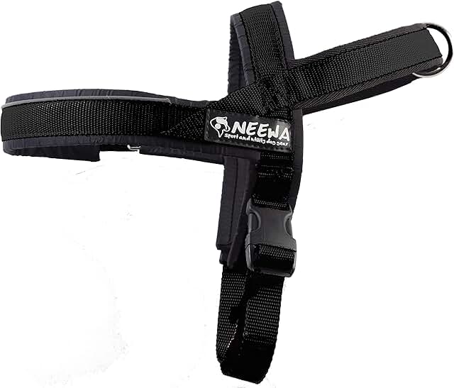 Small black padded dog harness with handle