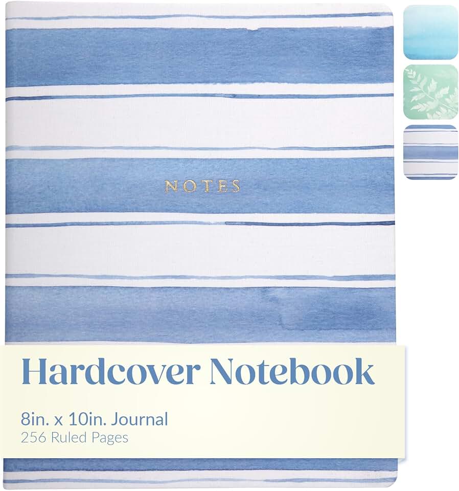 Large lined hardcover travel journal with ribbons