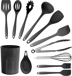 12-Piece Black Cookware and Utensil Set