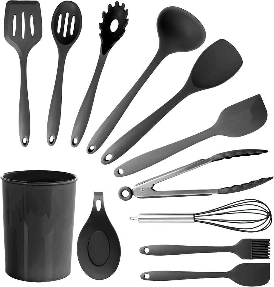 12-Piece Black Cookware and Utensil Set