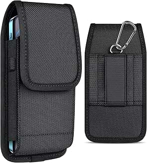 Nylon Cell Phone Pouch and Holster Case for Samsung Galaxy S23+ S22+ S21+ S20+ S10+ S9+ S8+ S21 FE S20 FE A54 A53 A52 A51 A50 Black