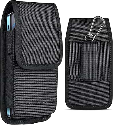 Nylon Cell Phone Pouch and Holster Case for Samsung Galaxy S23+ S22+ S21+ S20+ S10+ S9+ S8+ S21 FE S20 FE A54 A53 A52 A51 A50 Black