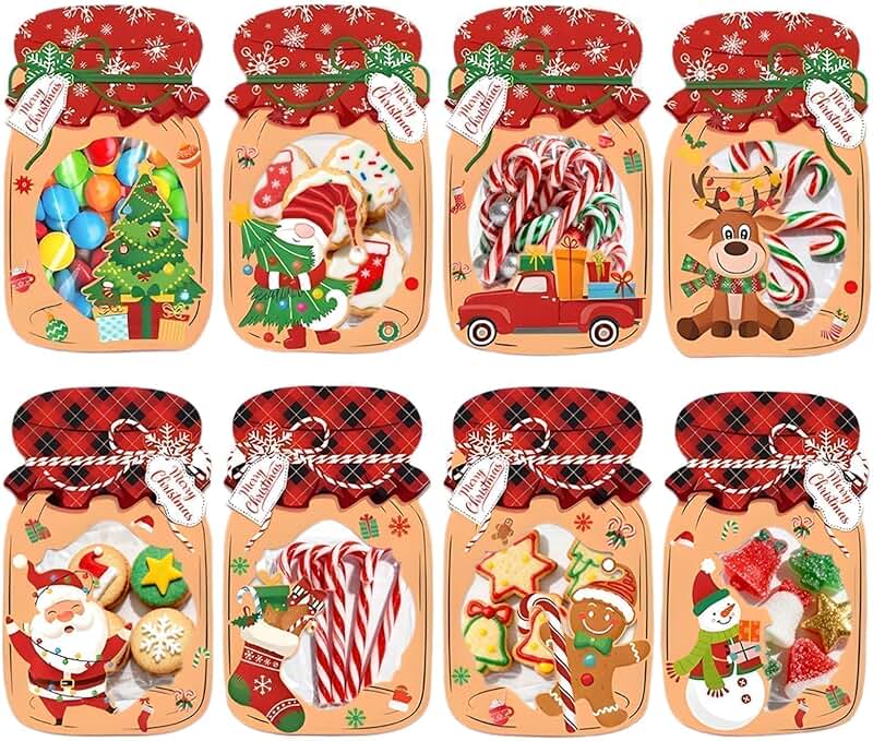 48 Christmas Mason Jar Cards with Treat Bags