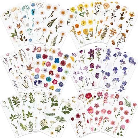 Pressed flower themed sticker set with 486 pieces