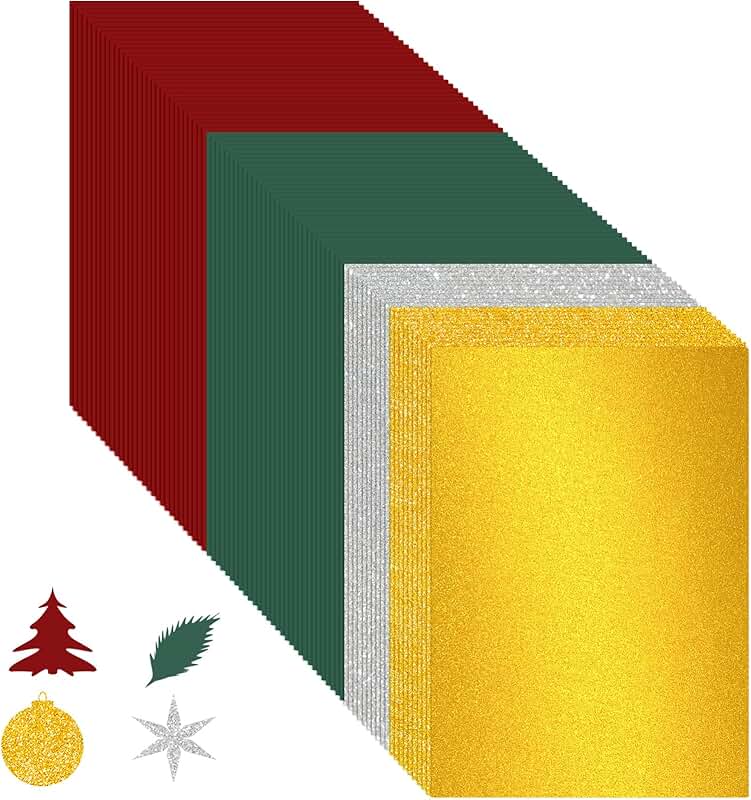 80 Sheets of Red, Green, Glitter, Silver, Gold Holiday Cardstock