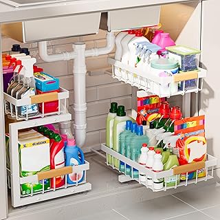 Expandable under sink organizer, 2-pack, white