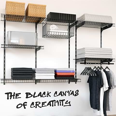 Black Rust-Resistant Wire Shelving Kit for Closet and Office