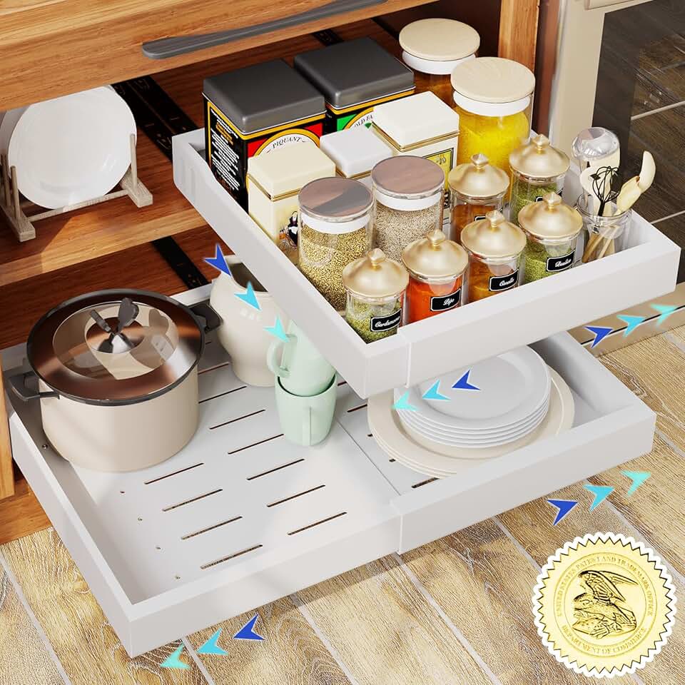 Pull Out Cabinet Organizer for Kitchen and Bathroom Storage