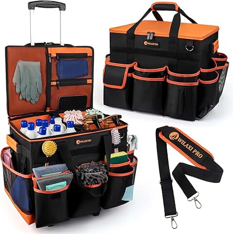 Large Rolling Cleaning Caddy with Wheels and Trolley