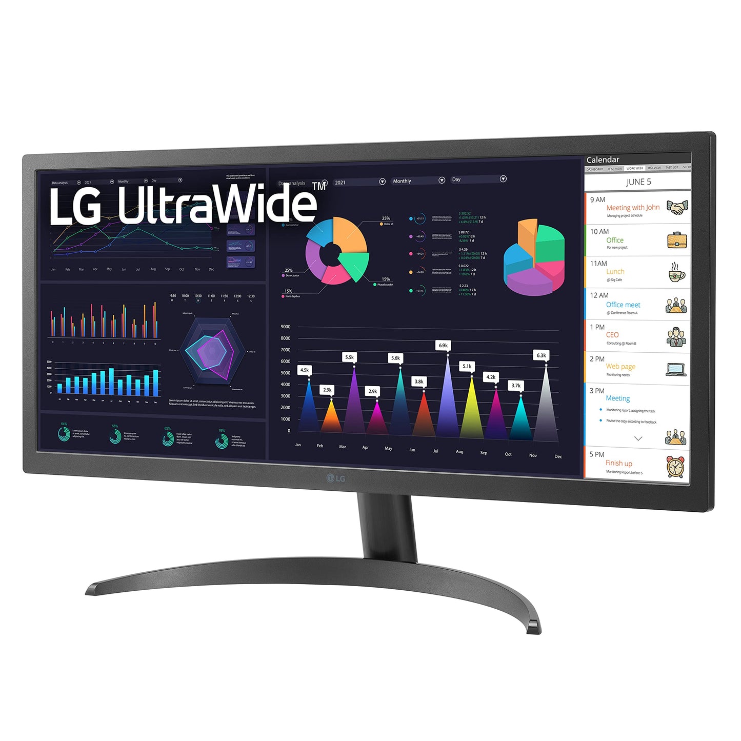 26WQ500-B 26 Inch Class 21:9 UltraWide Full HD (2560x1080) IPS Monitor with AMD FreeSync Premium, sRGB 99% Color Gamut and HDR10 and 3-Side Virtually Borderless Display - Black (25.7 Diagonal)
