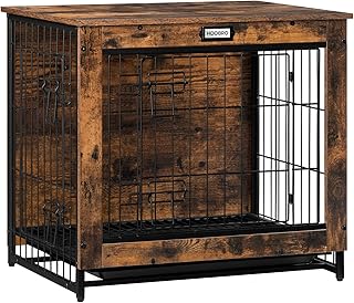 Wooden Dog Crate with Pull-Out Tray and Double Doors