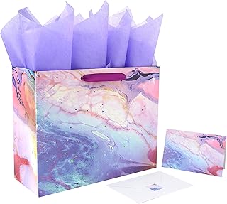 Large Purple and Red Gift Bag with Card and Tissue