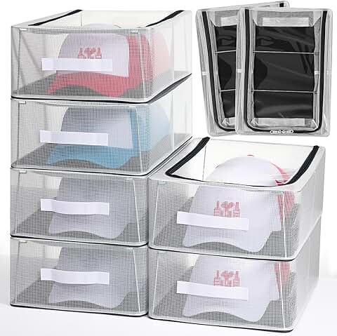 8-Piece Clear Hat Storage Organizer for Baseball Caps