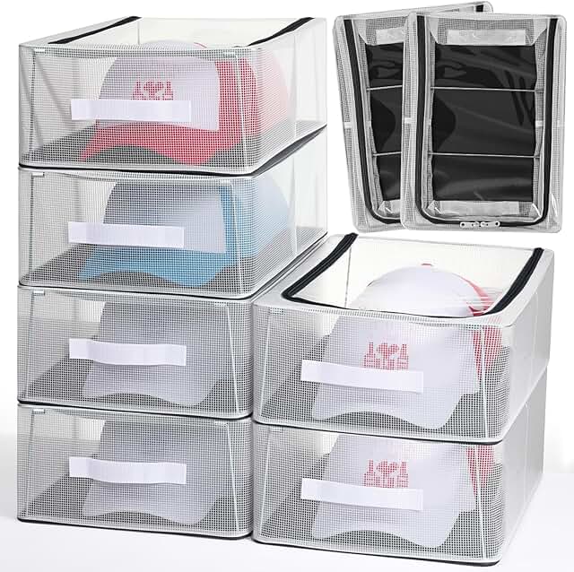 8-Piece Clear Hat Storage Organizer for Baseball Caps