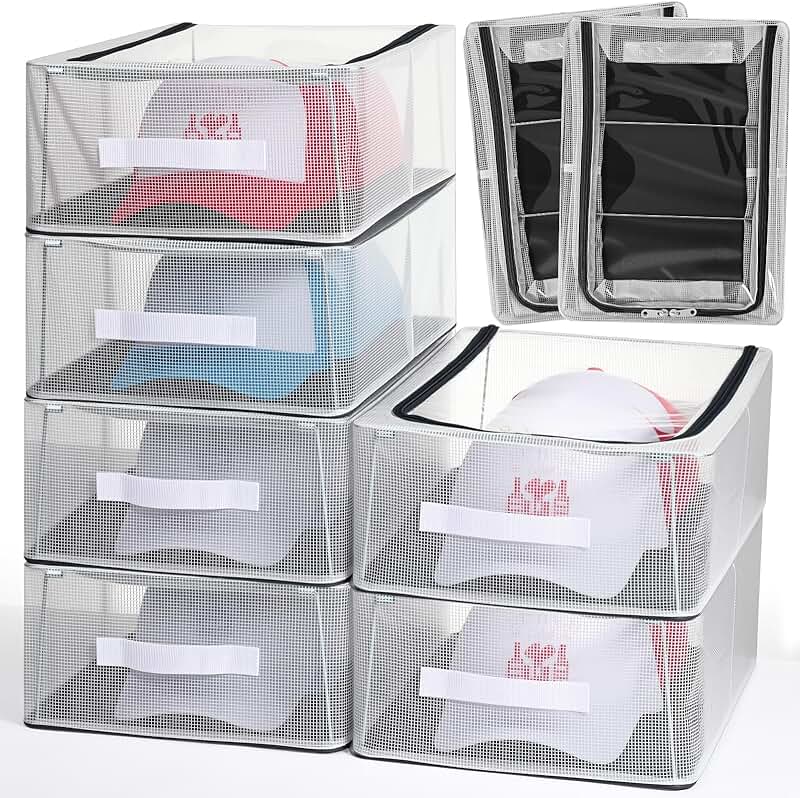 8-Piece Clear Hat Storage Organizer for Baseball Caps