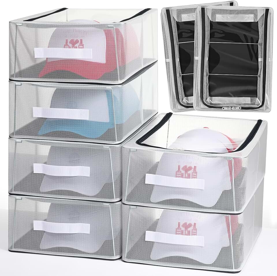 8-Piece Clear Hat Storage Organizer for Baseball Caps