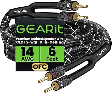 Heavy Duty 14AWG Braided Speaker Wire, 6 Feet