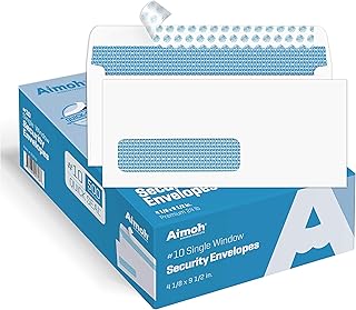 Single Left Window Security Envelopes, 4 1/8 x 9 1/2 Inches, 500 Pack