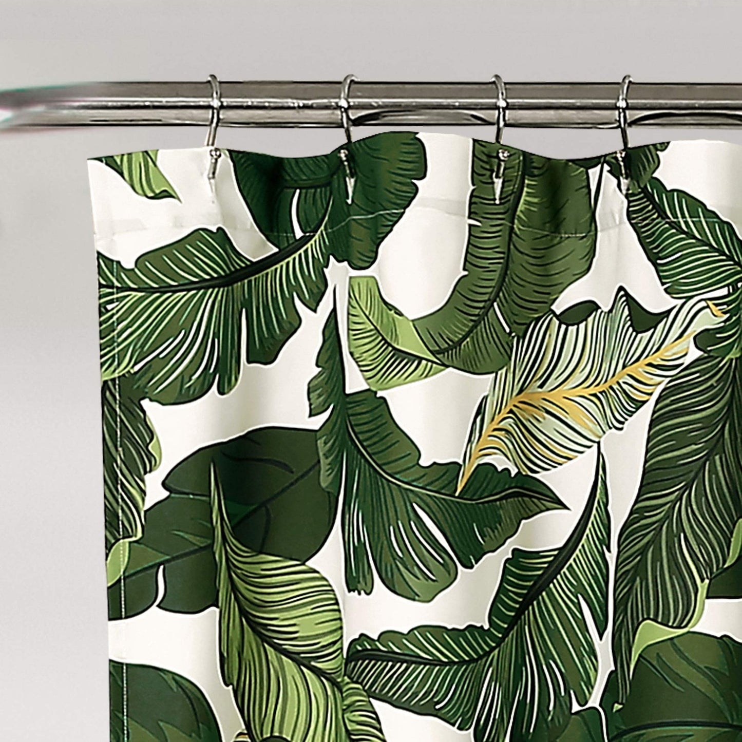 , Green Tropical Paradise Shower Curtain-Fabric Leaf Rainforest Island Print Design, 72" x 72"