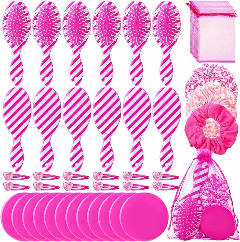 Pink Girls Makeup Party Favors Set with Hair Accessories