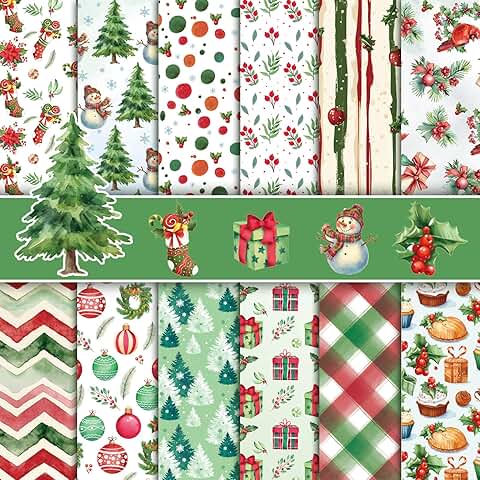 24 Sheets of Double-Sided Watercolor Christmas Paper