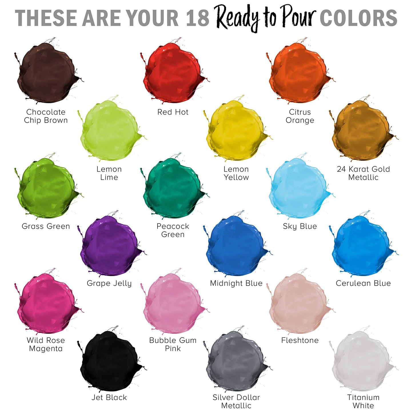 Pouring Masters 18 Color Acrylic Pouring Paint Set 2oz