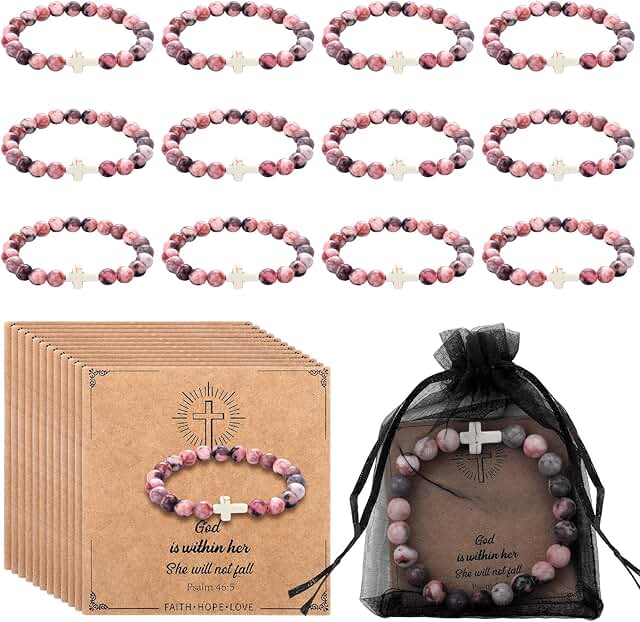 12 Christian Gift Bracelets for Women with Cards