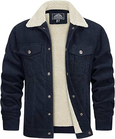 Men's Corduroy Fleece Sherpa Winter Cargo Jacket